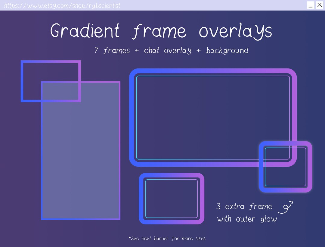 Overlay Frame Adventure Gradient Purple Blue Frames Overlay / 7x Game & Webcam Frames / 1x Chat ...