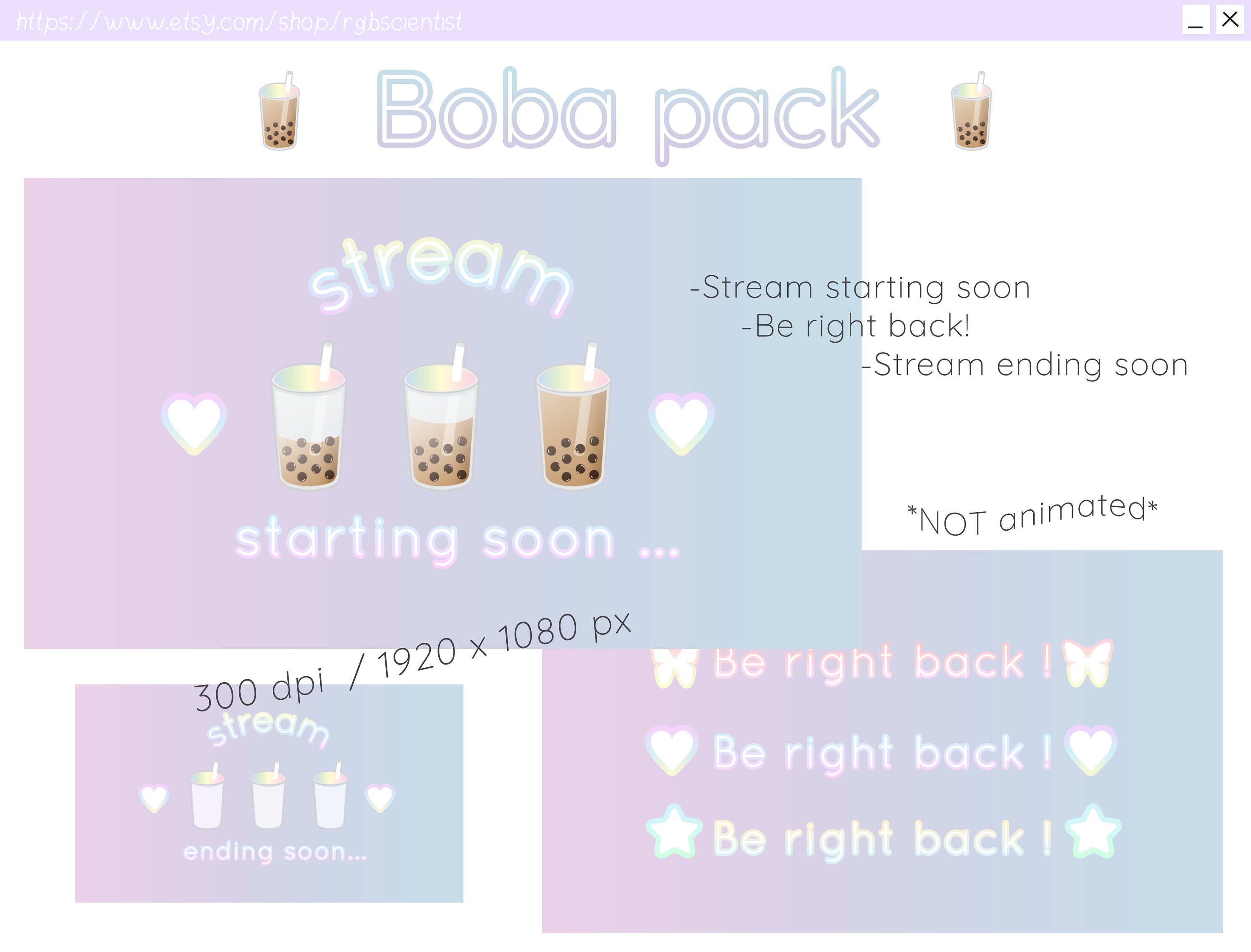 Bubble Tea Stream Bundle / Overlays Screen / Panels / Webcam / Boba ...