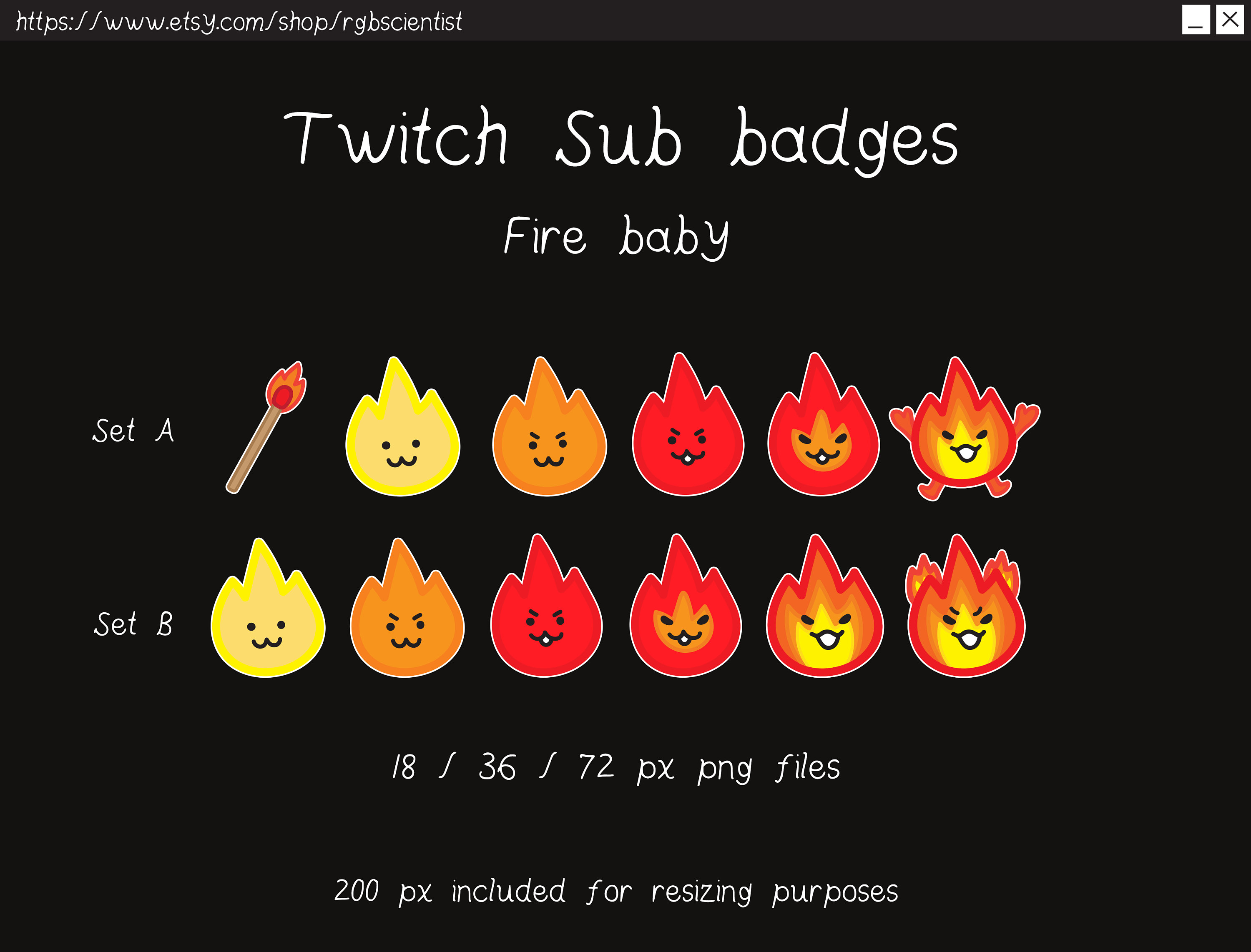 Fire Baby Twitch Sub Badges / 8 Graphics Cute Fire Babies Etsy