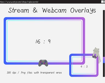 Cat with controller Stream + Webcam Overlay / Purple blue