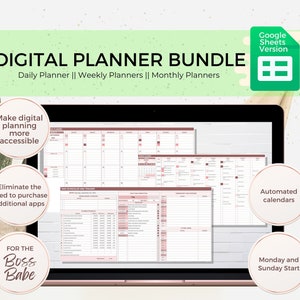 Boss Babe Planner, Digital Planner Bundle, Google Sheets Planner, Daily To Do List, Weekly Planner Digital, Monthly Planner Template, 2023