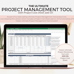 Project Management with Project Cost Template, Project Planner with Budget, Excel Dashboard, Project Tracker, Excel Template, Gantt Chart