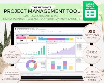 Google Sheets Project Management, The Ultimate Planner, Project Management Template, Project Planner, Gantt Chart, To Do Google Sheet