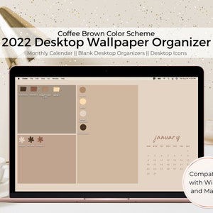 2022 Desktop Calendar Wallpaper, Coffee Desktop Wallpaper, 2022 Desktop Wallpaper, Desktop Calendar 2022, Desktop Organizer, Desktop Icons