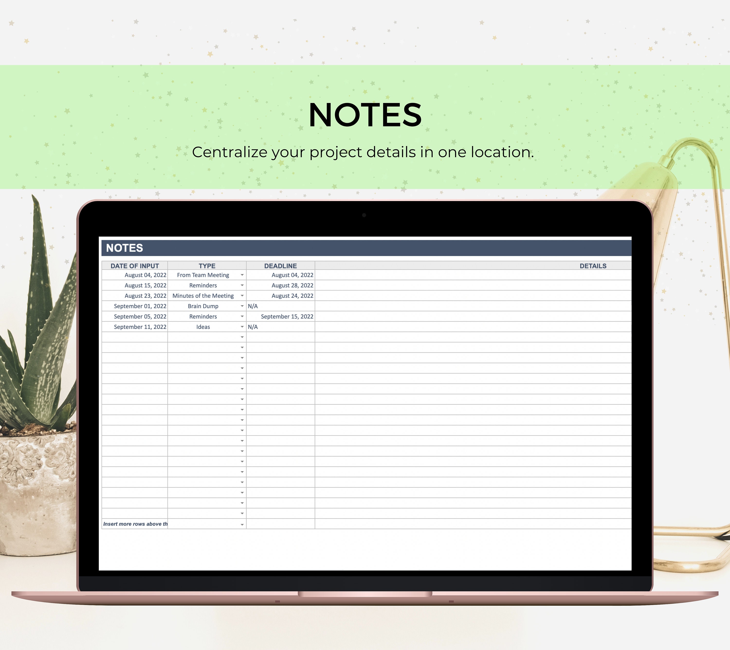 Google sheets project management the ultimate planner etsy canada