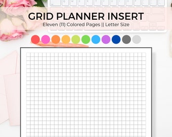 Letter Size Planner, Printable Graph Paper, Grid Paper, Blank Planner, Planner Pages Printable, Planner Refill, Letter Planner Pages