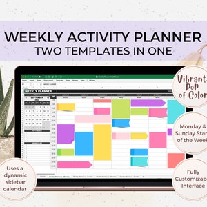 Weekly Planner Excel, Weekly Planner Template, Weekly Schedule Planner, Weekly Timetable, Digital Weekly Schedule, Excel Template, To Do