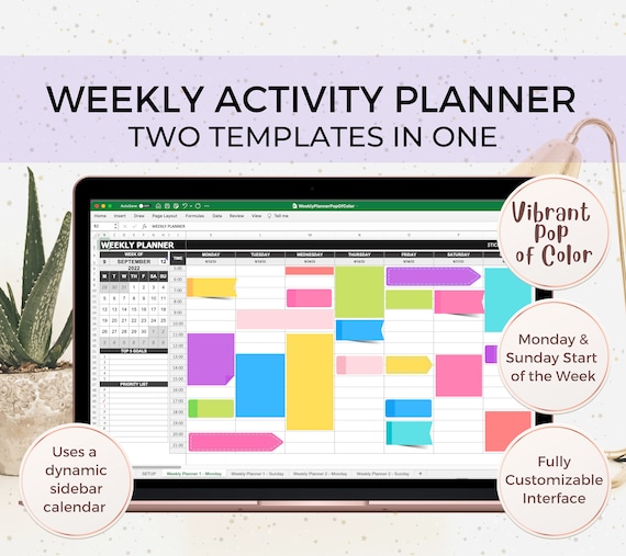Weekly Planner Excel, Weekly Planner Template, Weekly Schedule Planner,  Weekly Timetable, Digital Weekly Schedule, Excel Template, to Do - Etsy