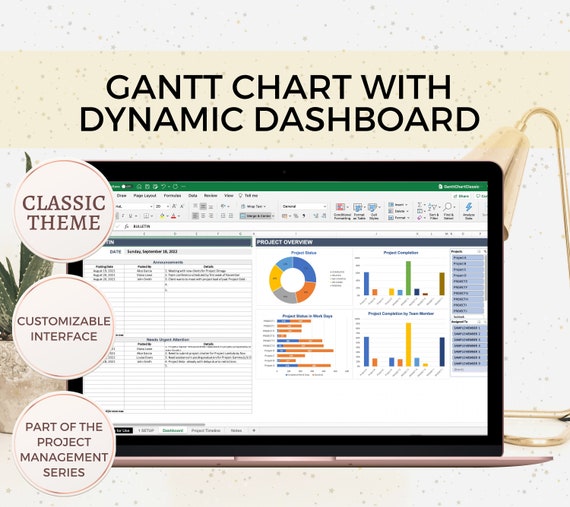 Gantt Chart Template, Project Timeline, Excel Dashboard, Project Management Template, Project Planner, Project Tracker, Excel Spreadsheet