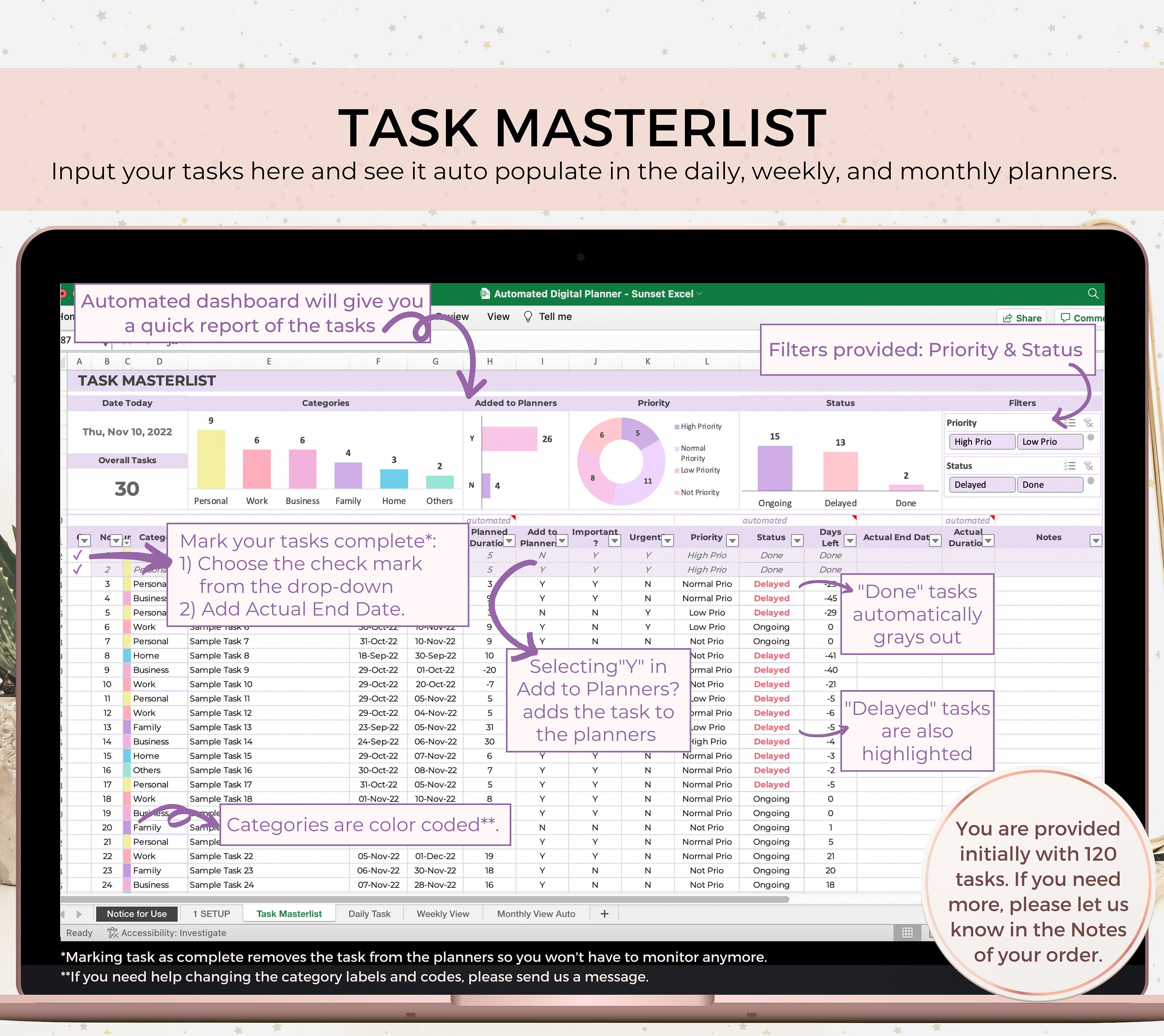 To Do List Excel Excel Planner Template Task Tracker - Etsy