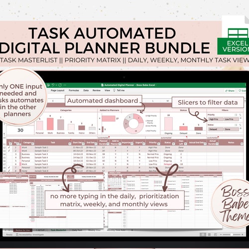 Excel Planner Template Spreadsheet Planner to Do List Daily Etsy