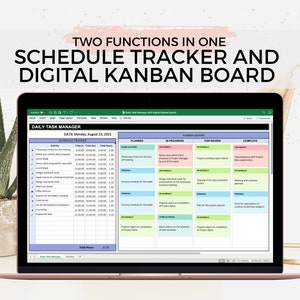 Daily Schedule Planner, Activity Tracker, Kanban Board, Digital Planner, Project Planner, Excel Template, Task Manager, Excel To Do List