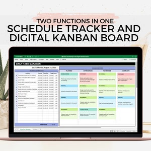 Pianificatore di pianificazione giornaliera, Activity Tracker, Kanban Board, Pianificatore digitale, Pianificatore di progetto, Modello Excel, Task Manager, Elenco delle cose da fare di Excel