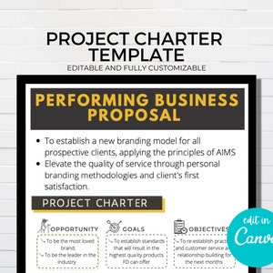 Project Charter Template, Canva Template, Project Planner, Project Management, Project Proposal, Business Proposal, Business Plan Template