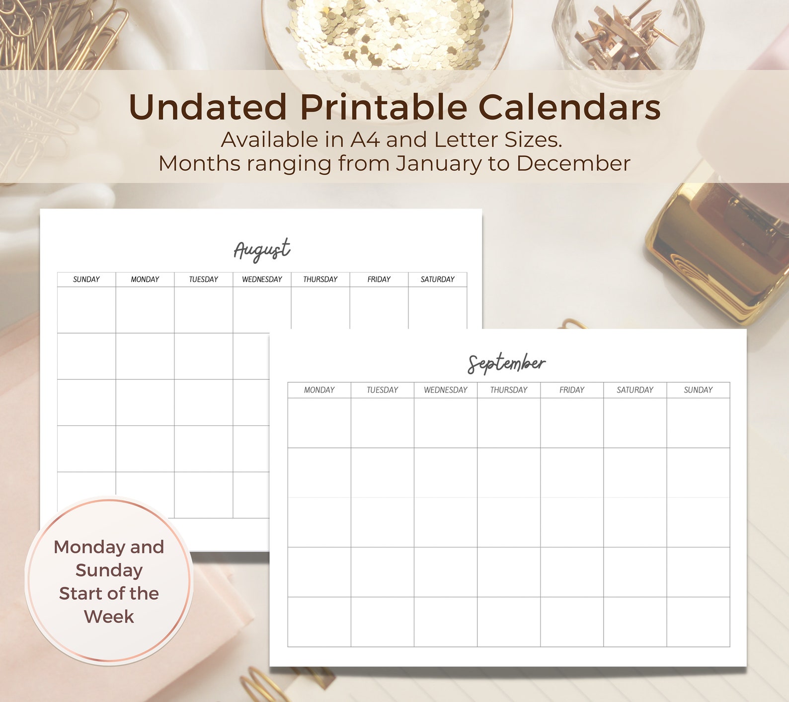 Editable Calendar Template Canva, Canva Calendar, Printable Blank