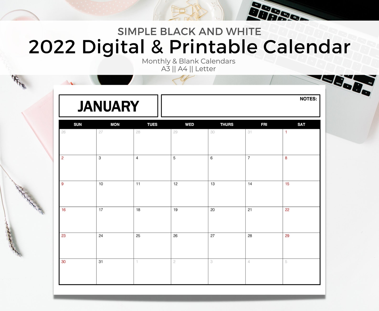 School Calendar Printable, Monthly Calendar Printable, Office Calendar, Printable Calendar 2022 ...