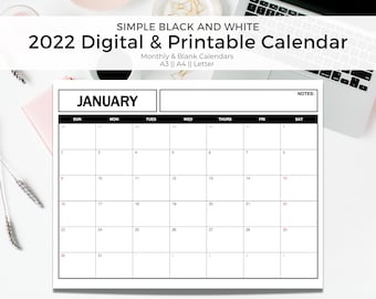 School Calendar Printable, Monthly Calendar Printable, Office Calendar, Printable Calendar 2022, Blank Calendar Template, Plain Calendar