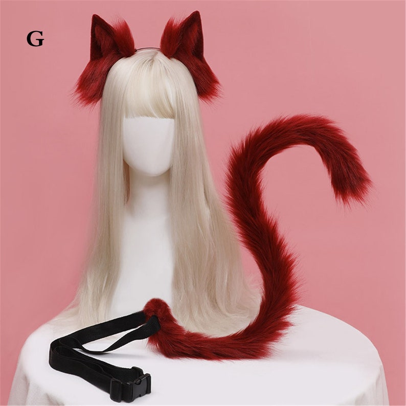 Blue Kitten Ears Headband With Cat Tail Purple Kitten Ears Etsy