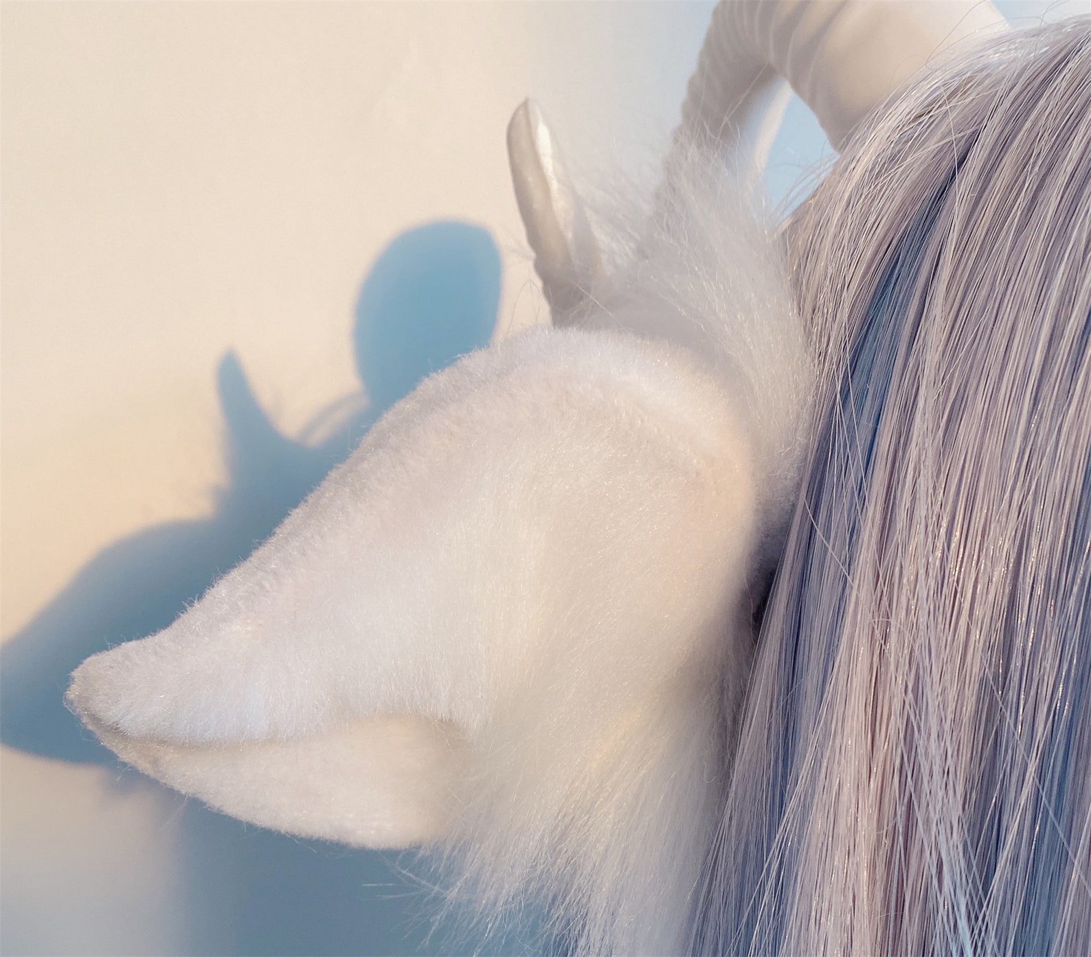 White Sheep Ear Headband With Horn Emulational Beast Ear Etsy