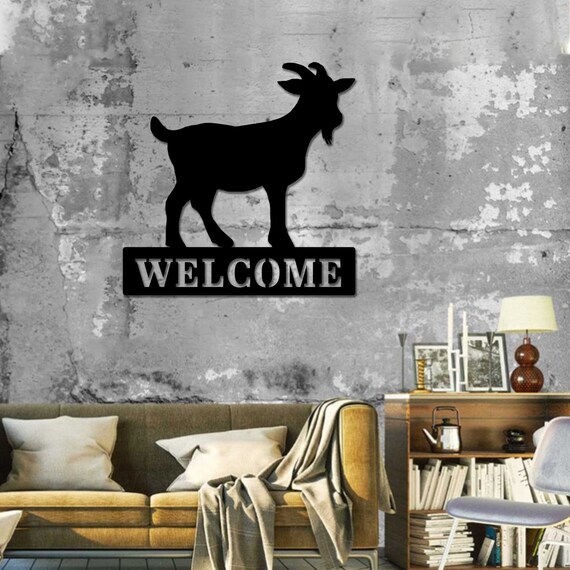 Goat Metal Sign Goat Silhouette Wall Art Decoration Etsy