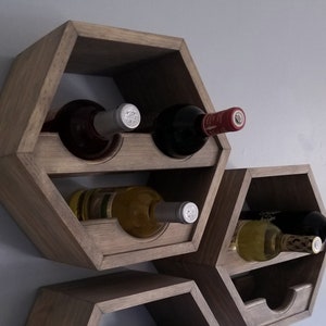 Wood Wine Rack Kitchen Décor - Honeycomb/hexagon Wine Storage - Sold singly or multiplies - Unique Gift Custom Handcrafted