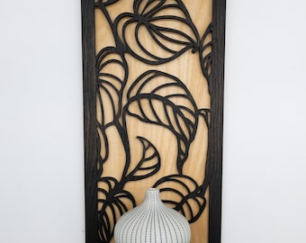 Leaf shelf with backer - Accent shelf - plant shelf - wall décor- crystal display shelf - Wood shelf- Bohemian Wall Art -floating shelf