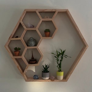 Beautiful Large Honeycomb Wall Shelf - Unique Home Décor- Custom Handcrafted Gift - Bohemian Wall Art