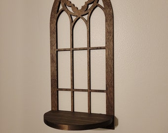 Gothic Window Shelf- Unique Cathedral Wood Shelves for Plants, Candles, and Treasures- Ideal Home Decor Gift