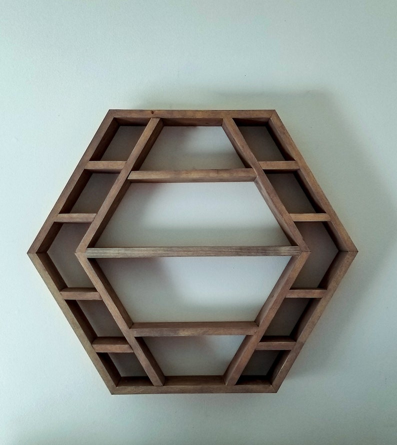 Large Hexagon Wall Shelf Custom Handcrafted Crystal Display Etsy