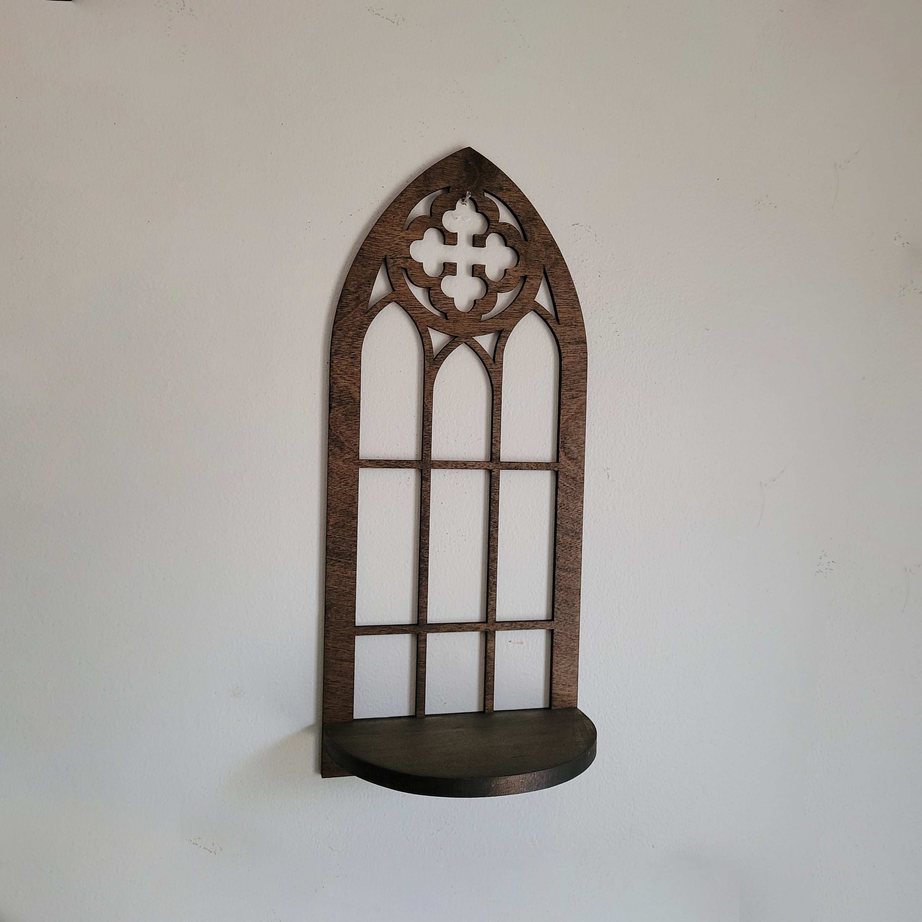 Large Gothic Window Shelf- Unique Cathedral Wood Shelves for