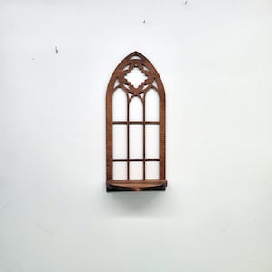 Gothic Window Shelf- Unique Cathedral Wood Shelves for Plants, Candles, and Treasures- Ideal Home Decor Gift