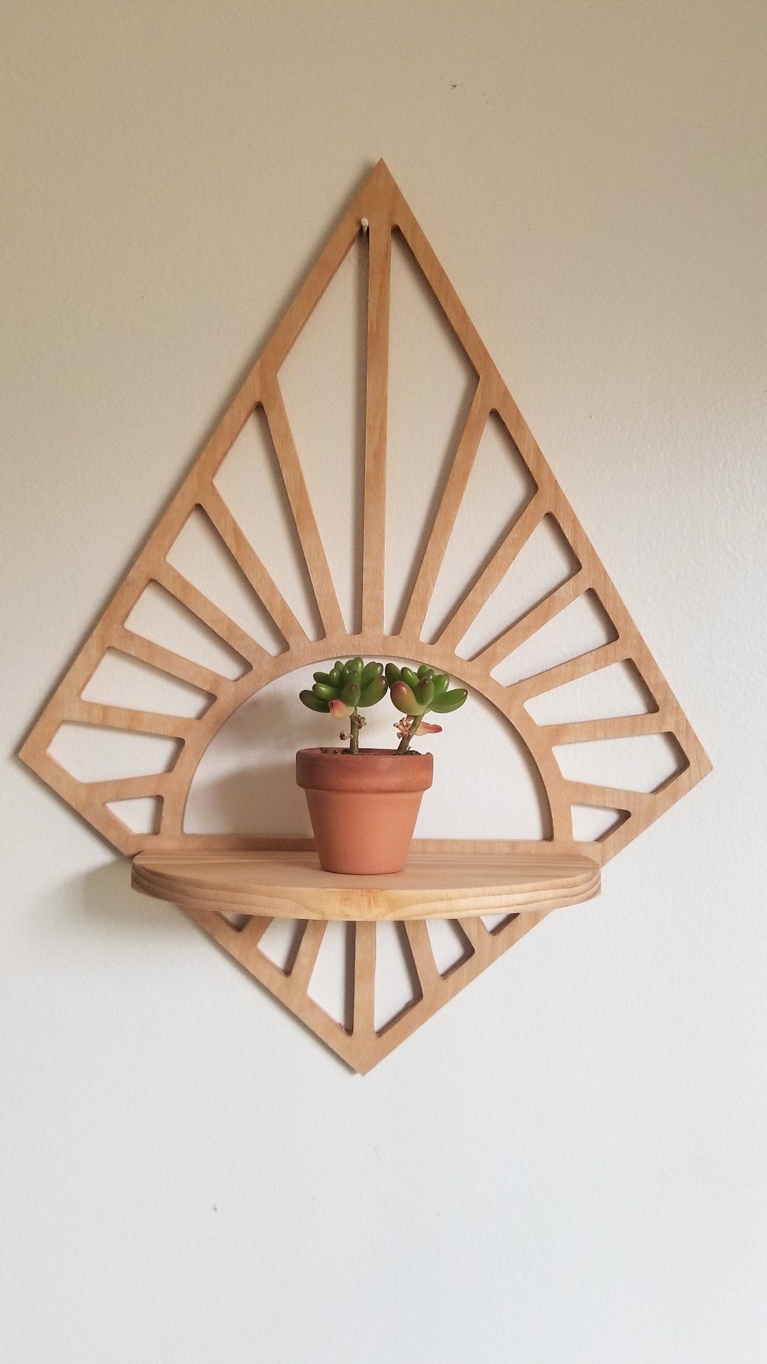 Floating Diamond Sunshine Wood Wall Shelf - Wall Décor - Accent Shelf ...