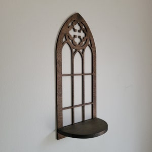 Gothic Window Shelf- Unique Cathedral Wood Shelves for Plants, Candles, and Treasures- Ideal Home Decor Gift