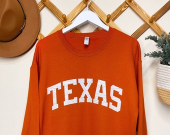 University of Texas Sweatshirt, Texas Orange, Texas tee, Texas Top, UT Sweatshirt, Distressed Texas Tee, Austin Sweatshirt, Texas Longhorns