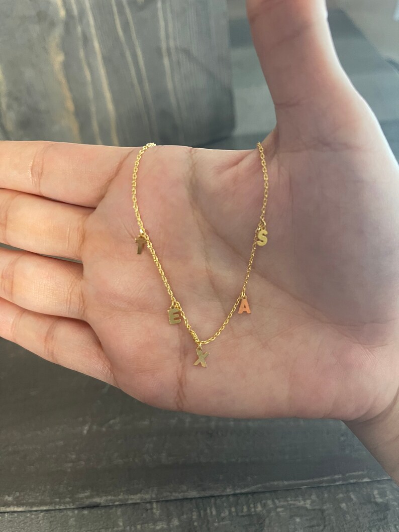 Texas Print Charm Necklace gold plated