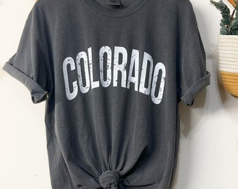 Colorado Tee, Colorado top, Distressed Colorado Comfort Colors