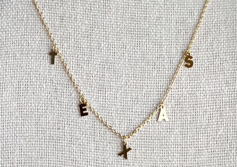 Texas Print Charm Necklace gold plated