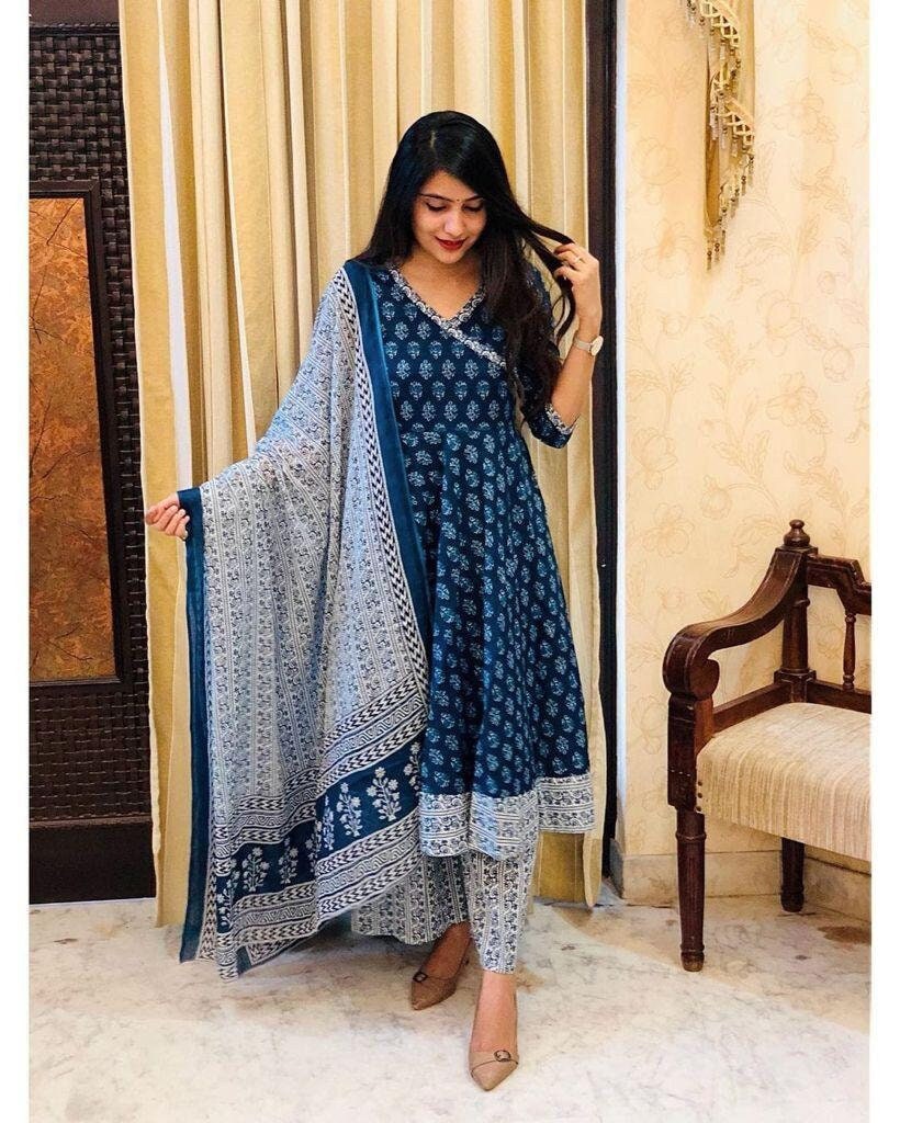 indigo color kurti