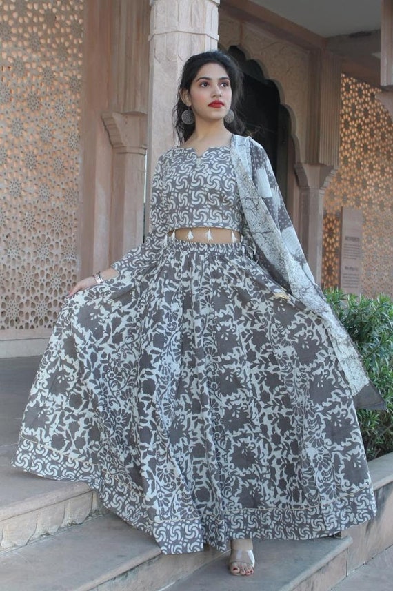 Lehenga Choli for Women Cotton Floral Print Designer Party - Etsy UK