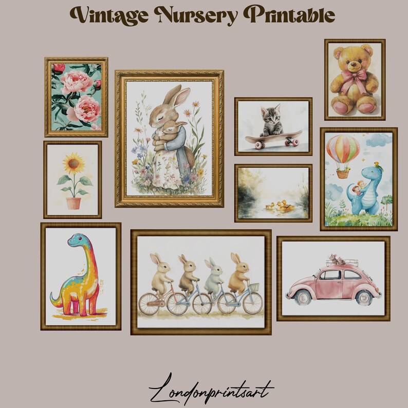 Vintage Nursery Bundle Print Printable Vintage Gallery Wall Set of 10 ...