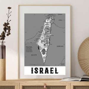 Schwarzweiße Landkarte Israel, schwarzweiße Landkarte Israel, illustrierte Landkarte israel, Landkarte israel, israel