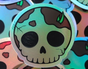 Holographic skull sticker