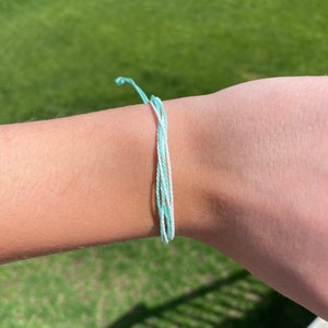 Teal and White Adjustable Waterproof Bracelet