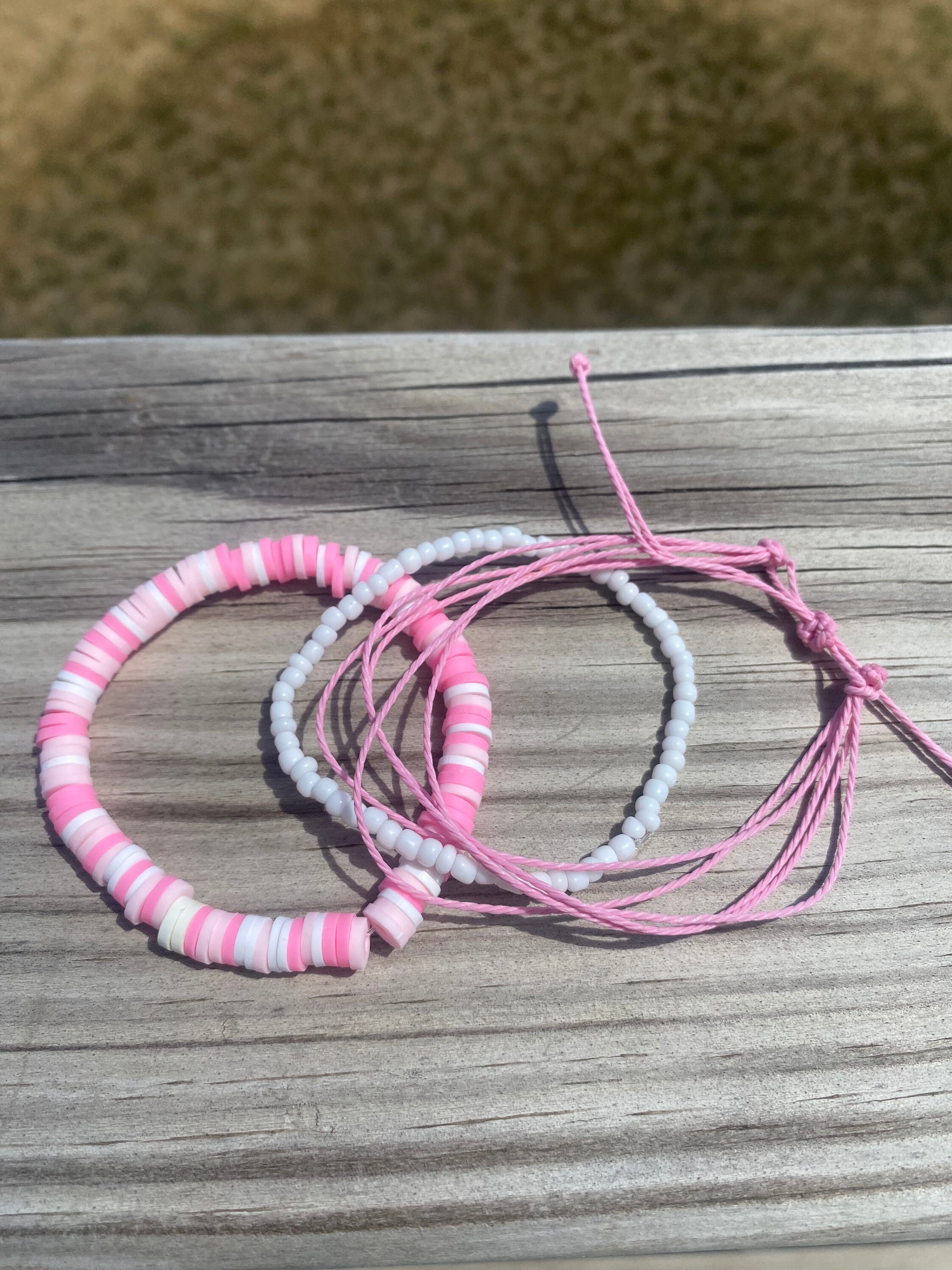 Pink Bracelet Stack preppy Clay Bead Bracelets-3 