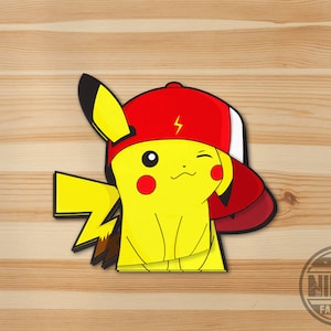Pikachu Peeper: 3&quot; and 5&quot; Vinyl Waterproof Sticker Decal; UV Laminated