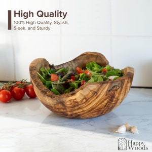 Large Olive Wood Bowl, Wooden Fruit Bowl, Rustic Kitchen Ware, Handmade Olive Wood Bowl