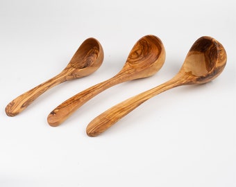 Cucharones de madera de olivo tunecino - Cucharones para sopa - Cucharones para cocinar - Cucharones para cocina - Cucharones para servir