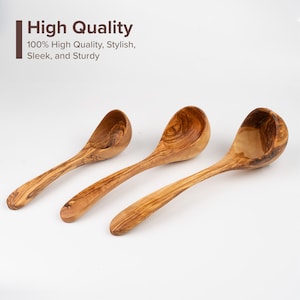 Wooden Ladles made of Tunisian Olive Wood - Soup Ladle - Ladles for Cooking - Kitchen Ladle -  Ladles for Serving