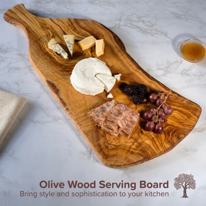 Large Rustic Cutting Board made of Tunisian Olive Wood (+ Free wood Bee&#39;s wax)