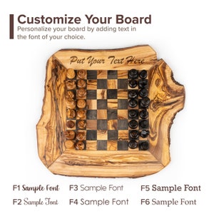 Personalized Chess Set with Rough Edges handmade from Olive Wood (FREE Personalization+Wood Conditioner)